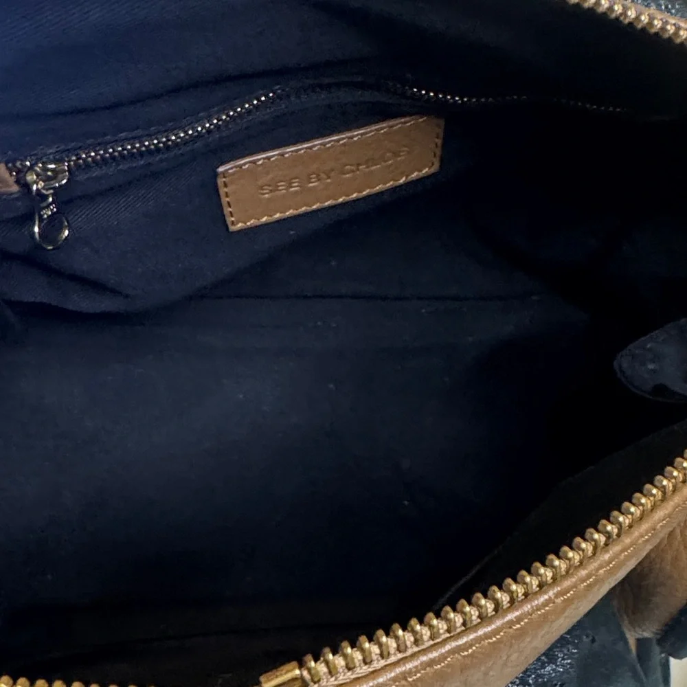 See By Chloe Brown and Black Leather 2 Way Bag - Picture 9 of 10